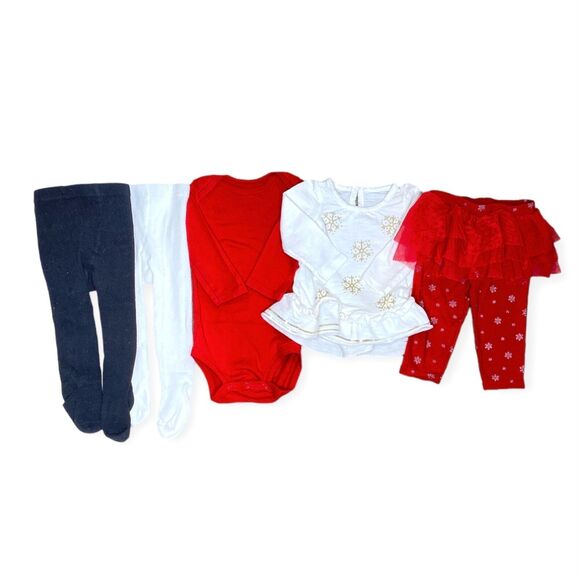 Christmas Clothing Baby Girl 3-6 Months Lot of 5 Tops and Bottoms Bundle - Picture 3 of 3